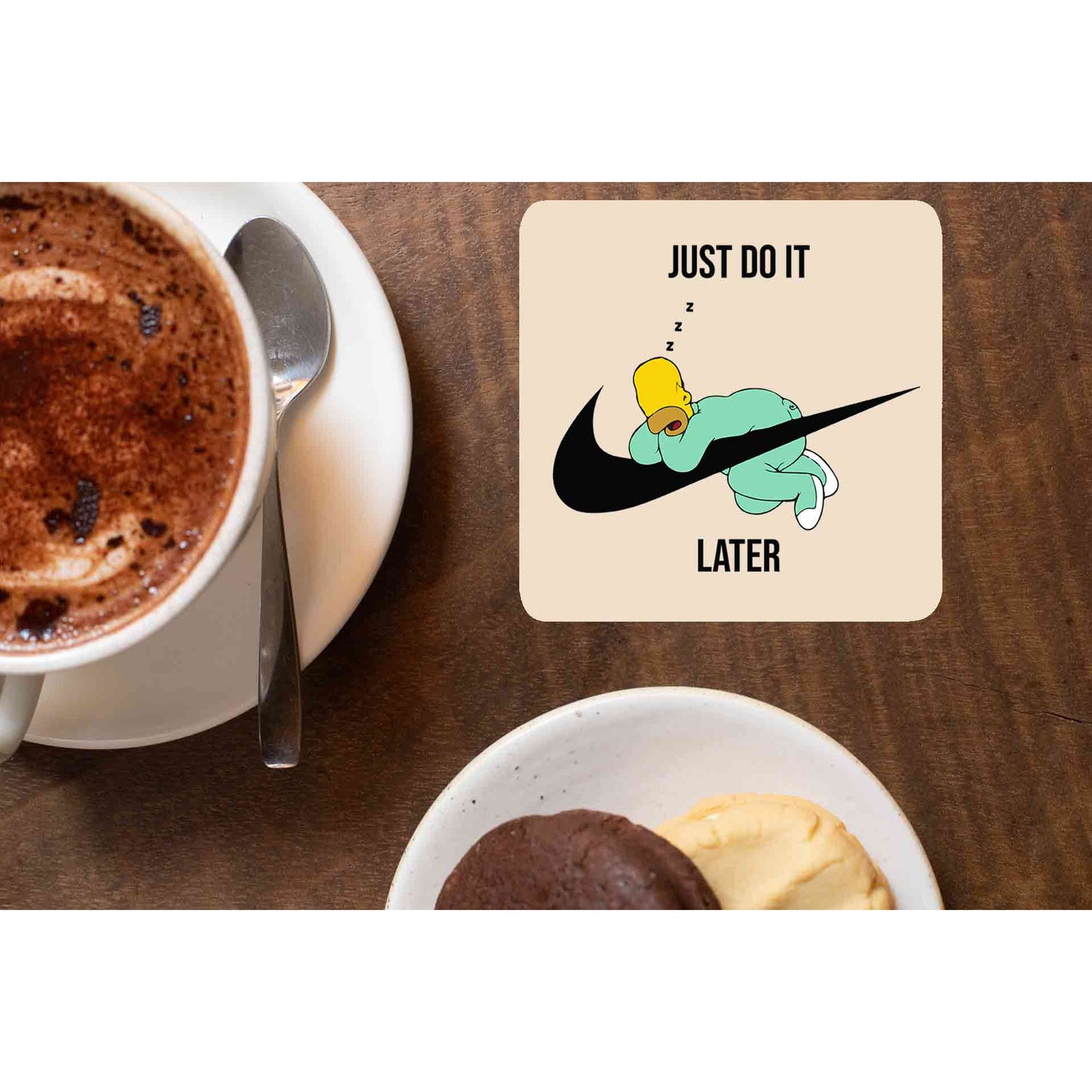the simpsons just do it later coasters wooden table cups indian tv & movies buy online india the banyan tee tbt men women girls boys unisex - homer simpson