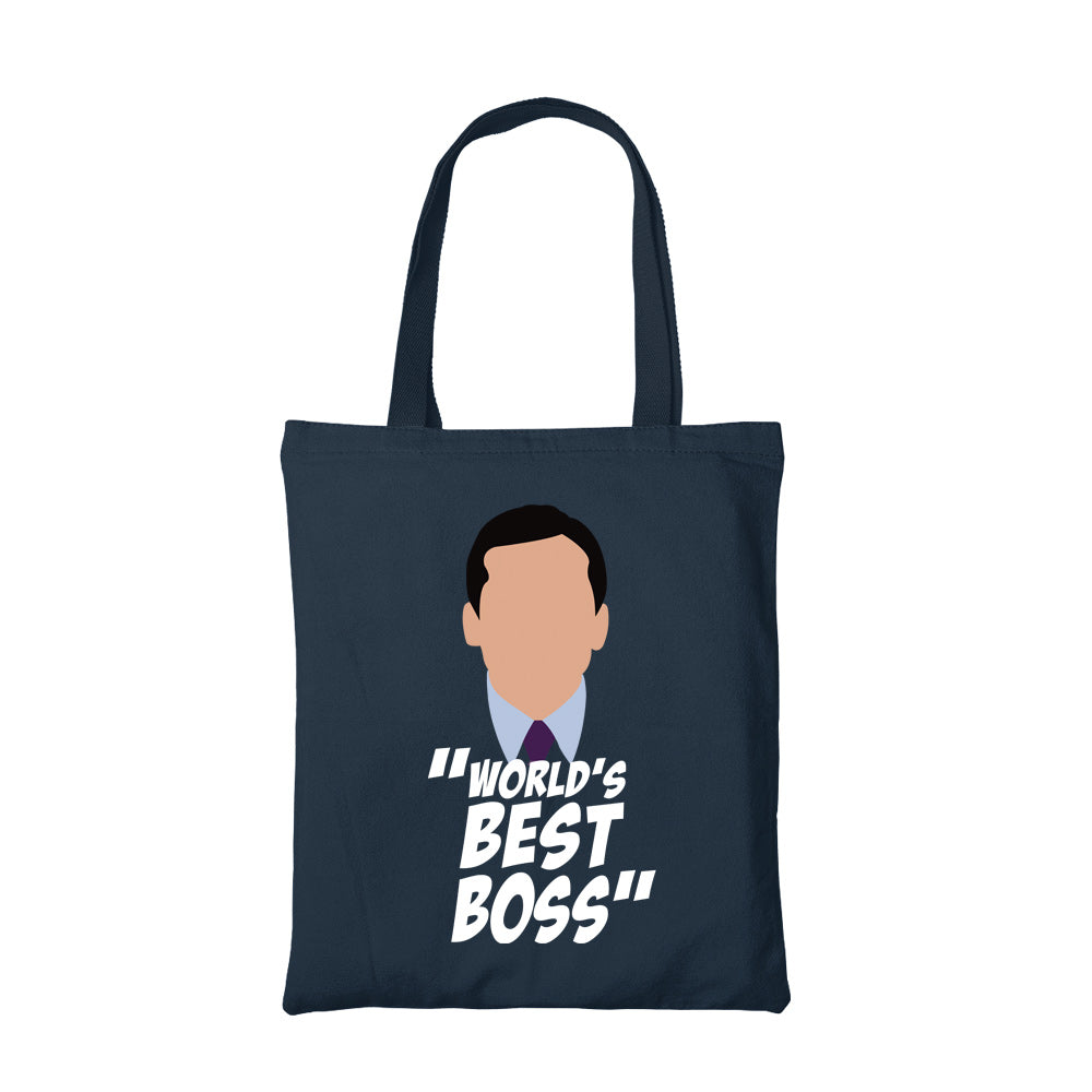 the office the worlds best boss tote bag hand printed cotton women men unisex
