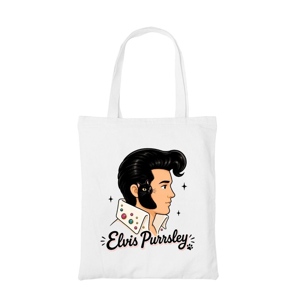 elvis presley purrsley tote bag cotton printed music band buy online united states usa the banyan tee tbt men women girls boys unisex