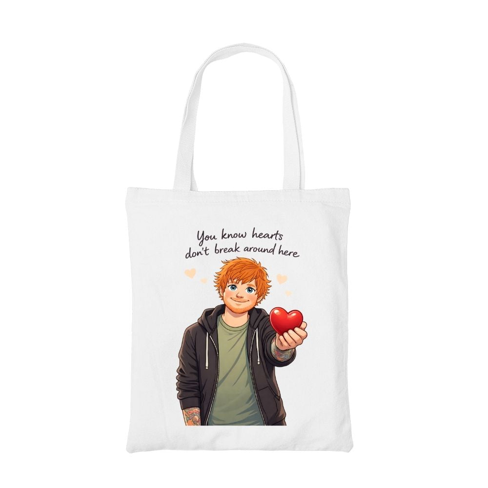 ed sheeran hearts don't break around here tote bag cotton printed music band buy online united states usa the banyan tee tbt men women girls boys unisex