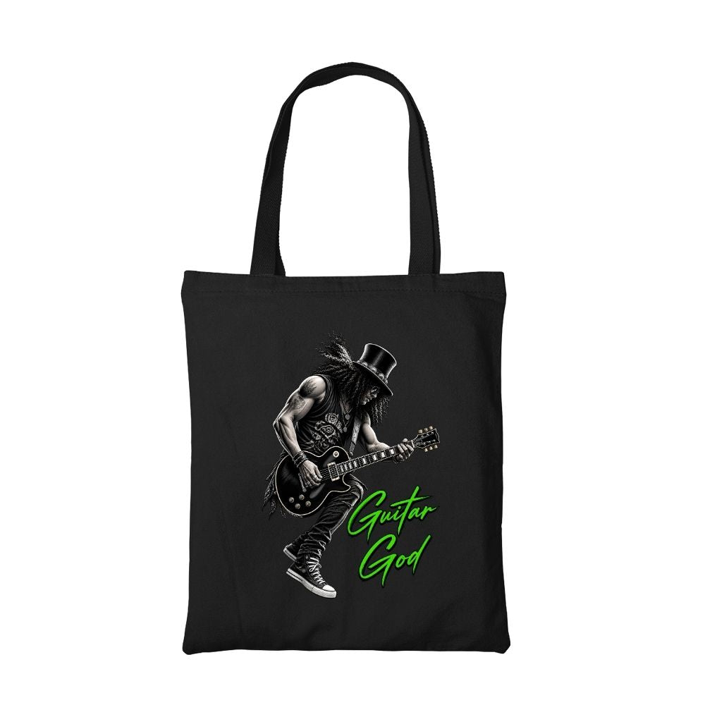 guns n' roses guitar god tote bag cotton printed music band buy online united states usa the banyan tee tbt men women girls boys unisex