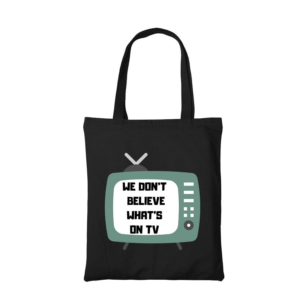 twenty one pilots dont believe whats on tv tote bag hand printed cotton women men unisex