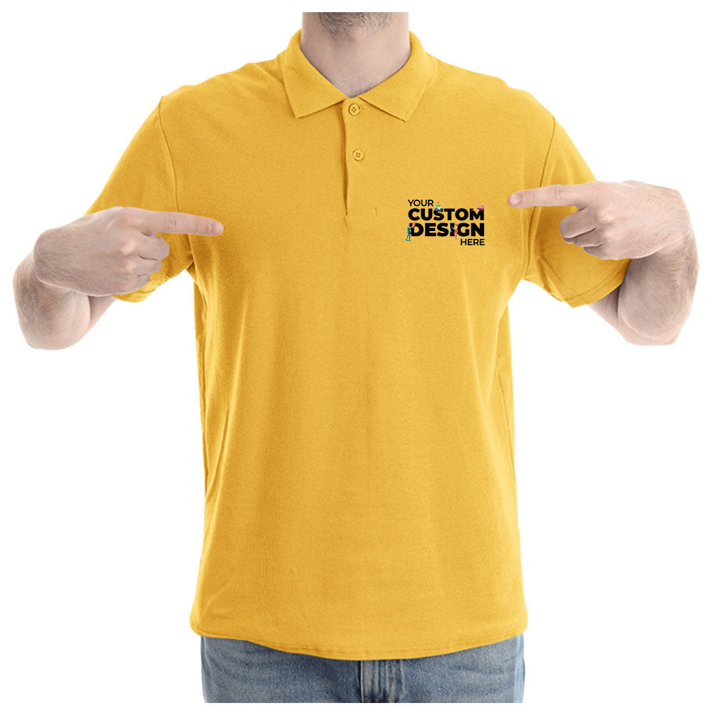 Mustard Yellow Custom Customizable Your Image Logo Polo Collar T-shirt Online united states of america usa Cotton Premium