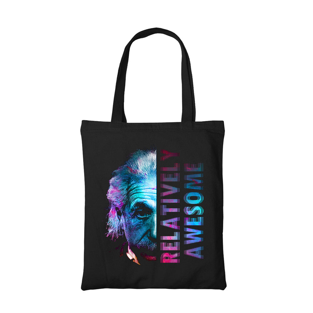 printed relatively awesome tote bag cotton printed printed graphic stylish buy online united states usa the banyan tee tbt men women girls boys unisex