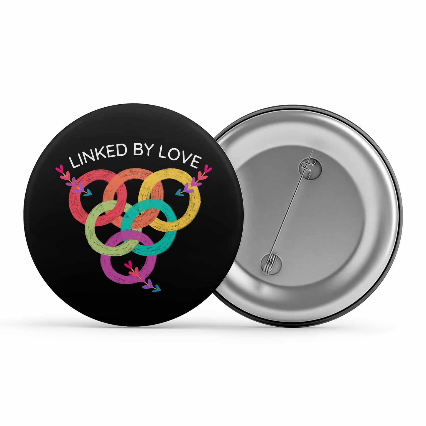 pride linked by love badge pin button printed graphic stylish buy online united states u s the banyan tee tbt men women girls boys unisex - lgbtqia+