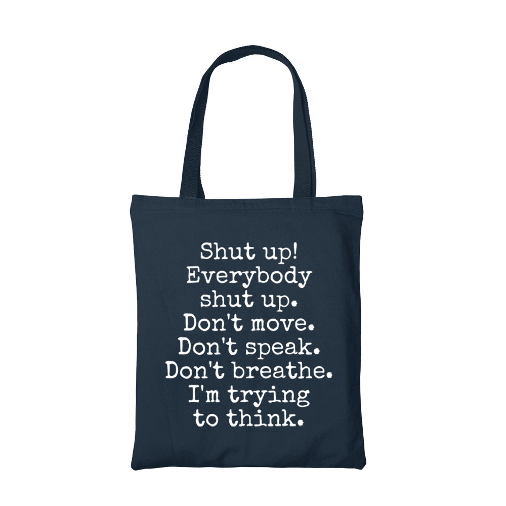 sherlock trying to think tote bag hand printed cotton women men unisex