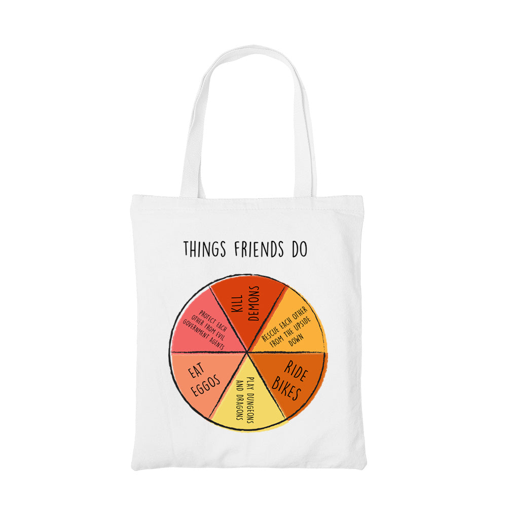 stranger things things friends do tote bag hand printed cotton women men unisex