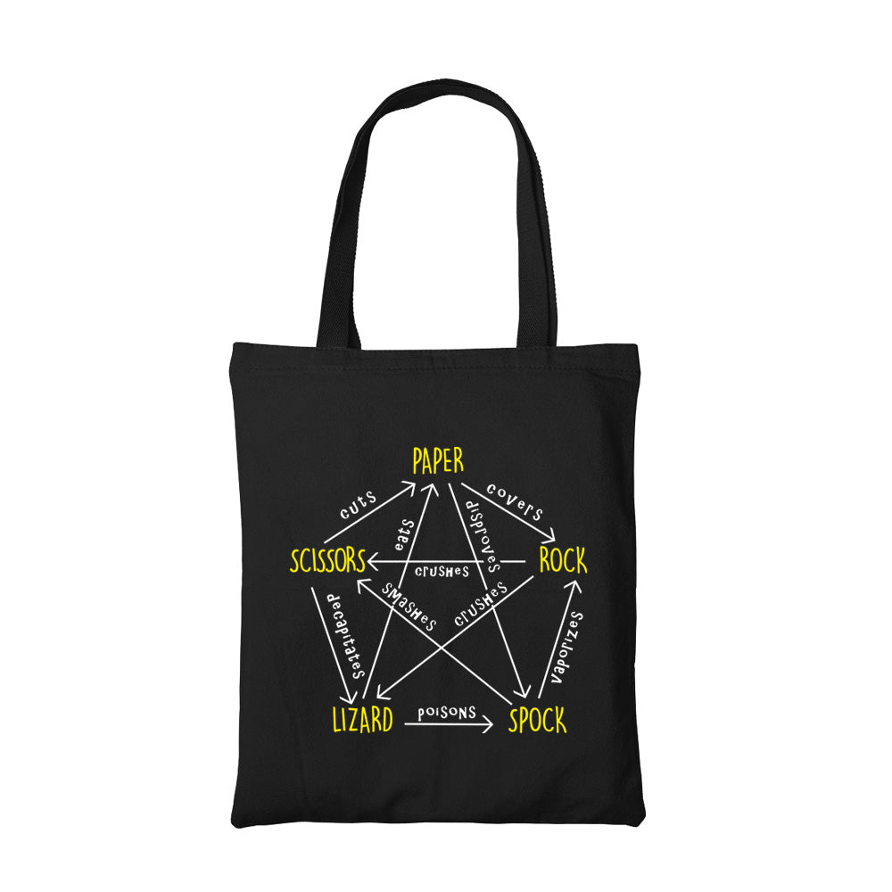the big bang theory rock paper scissors tote bag hand printed cotton women men unisex