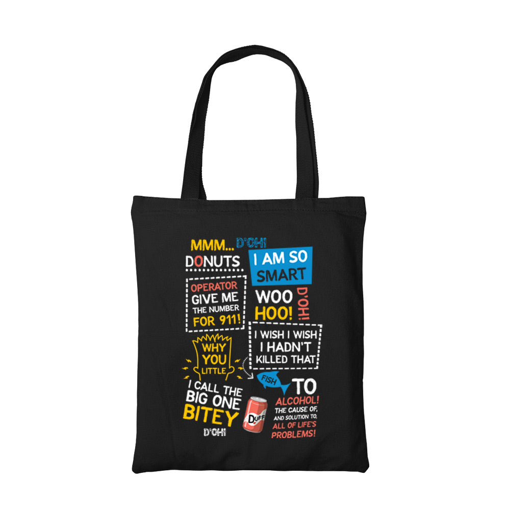 the simpsons doodle tote bag hand printed cotton women men unisex