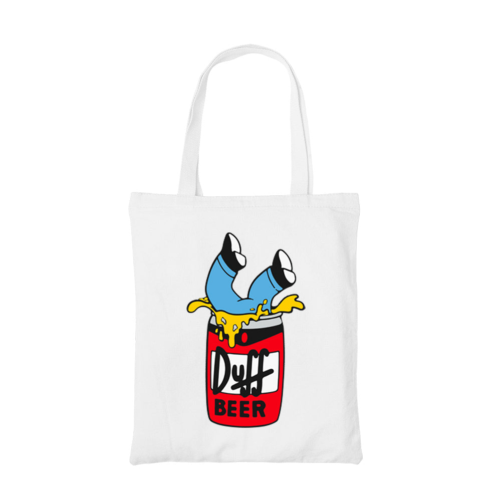 the simpsons duff beer tote bag hand printed cotton women men unisex