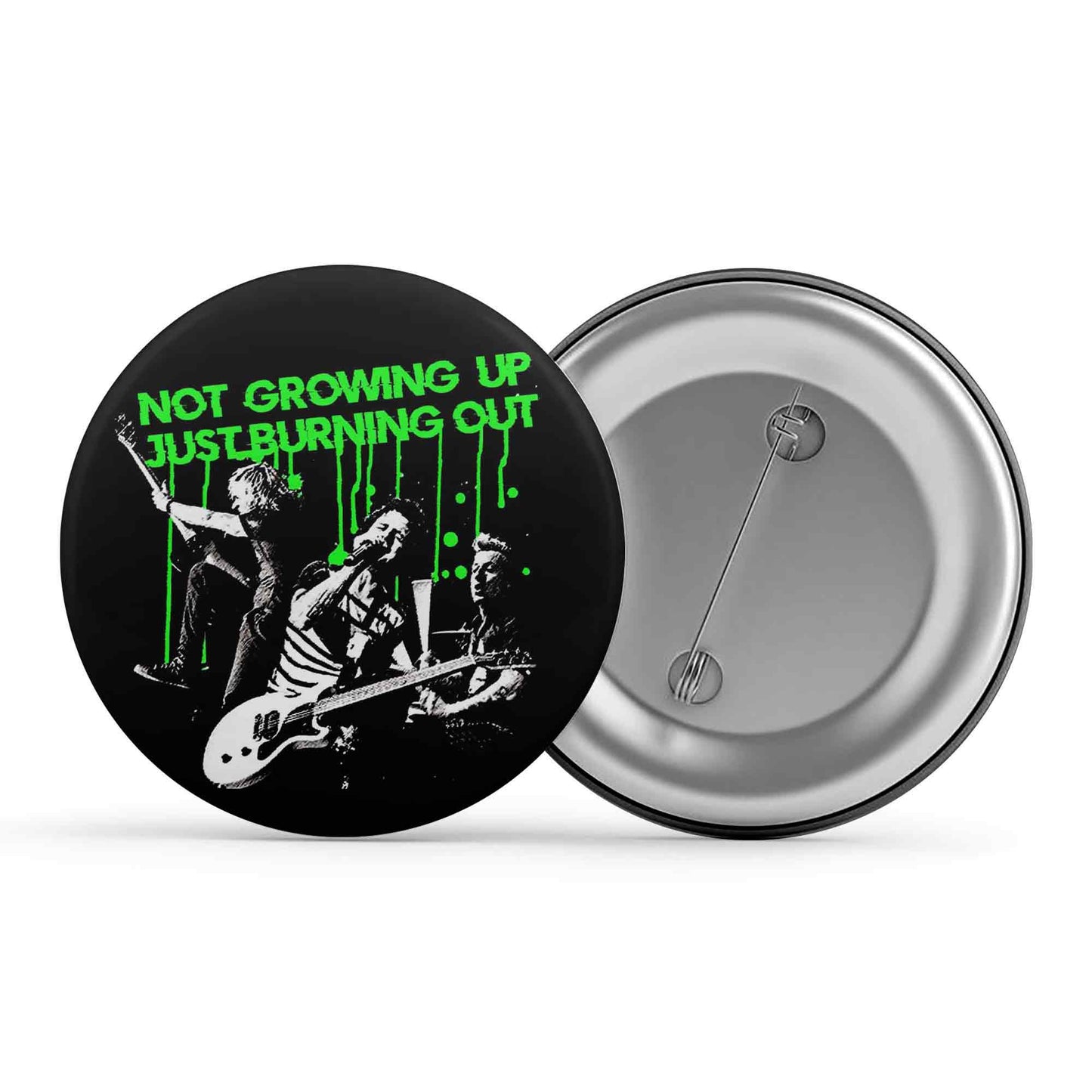 green day burnout badge pin button music band buy online united states of america usa the banyan tee tbt men women girls boys unisex not growing up just burning out