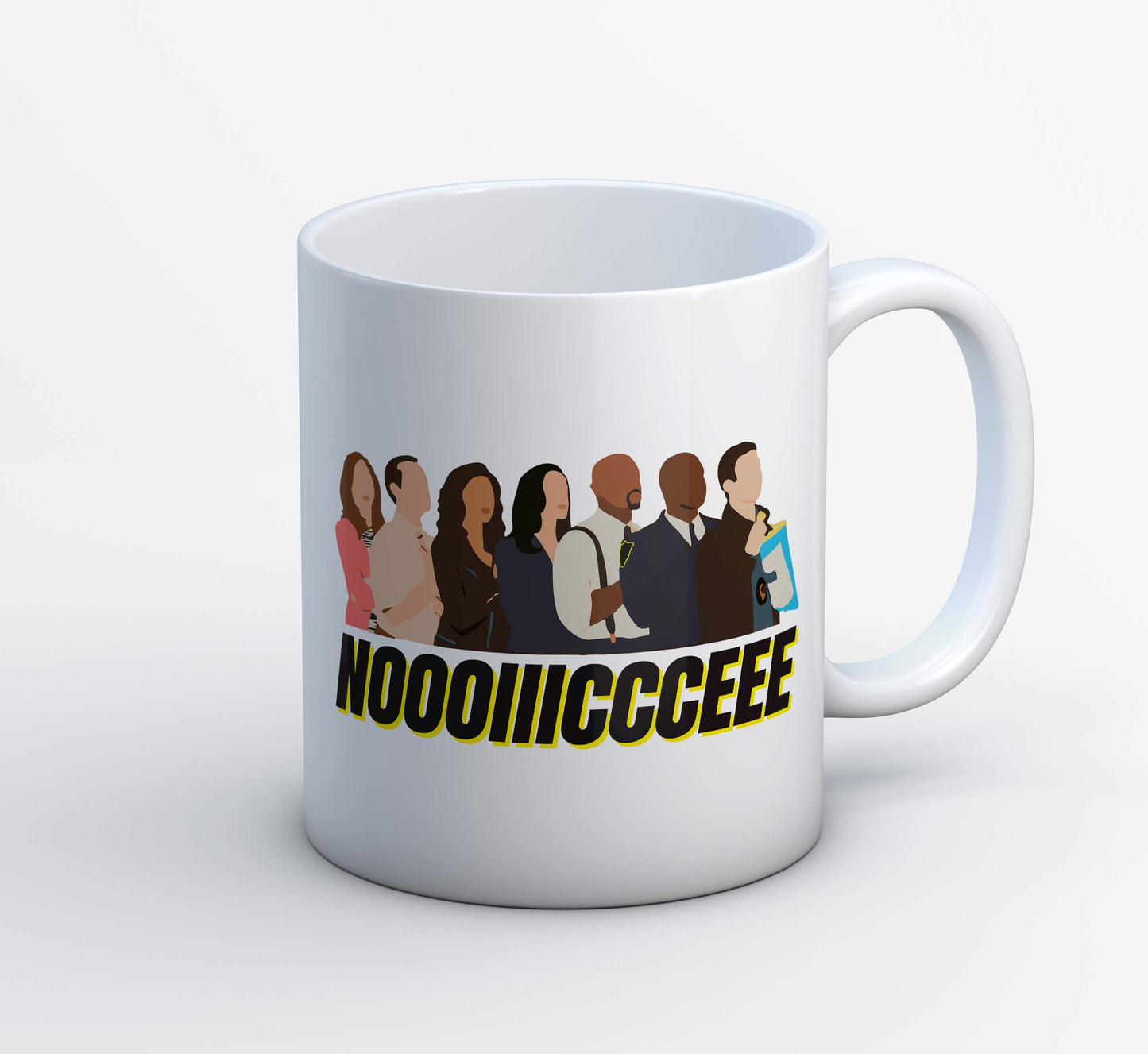 brooklyn nine-nine noooiiiccceee mug coffee ceramic buy online usa united states of america the banyan tee tbt men women girls boys unisex detective jake peralta terry charles boyle gina linetti andy samberg merchandise clothing acceessories