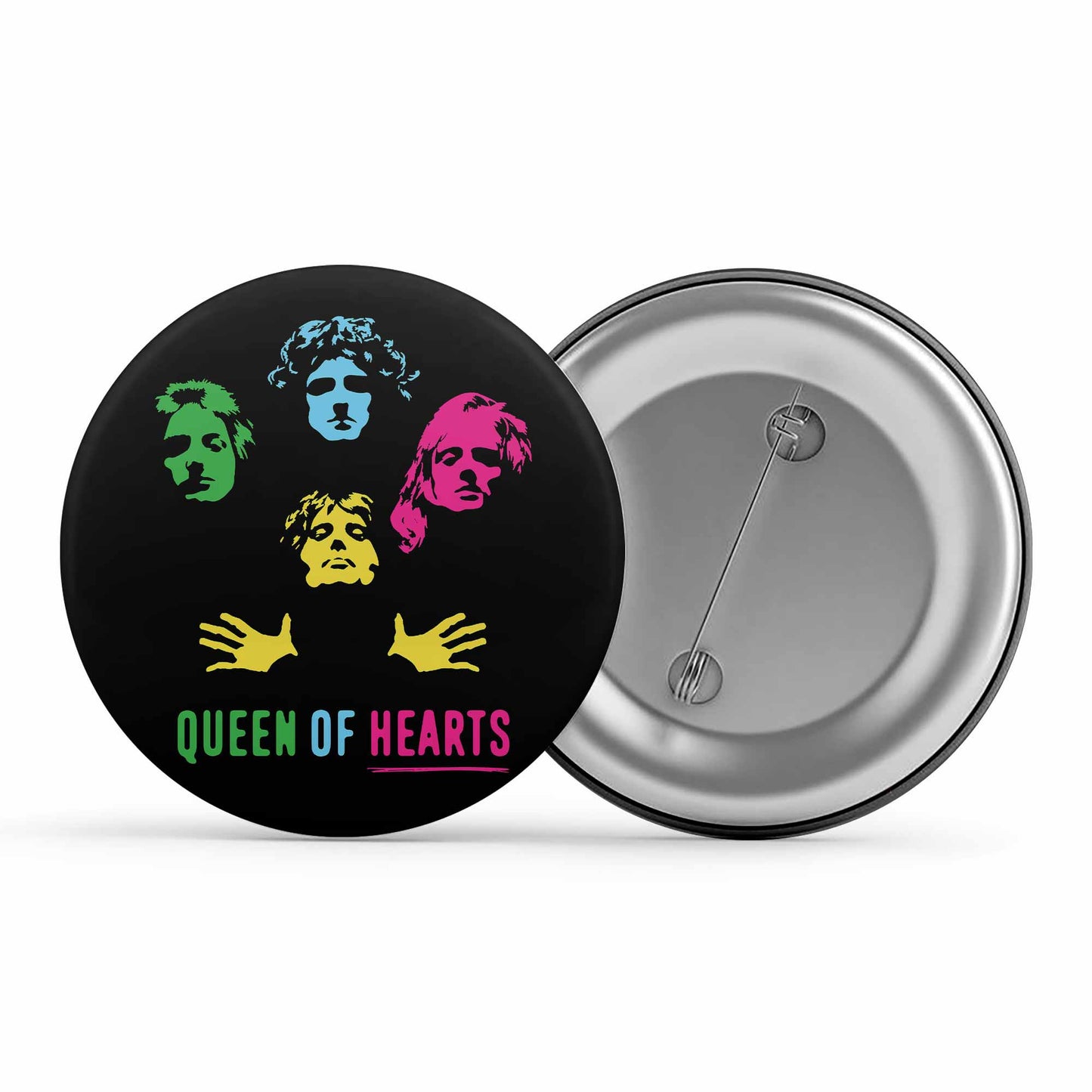 queen queen of hearts badge pin button music band buy online united states of america usa the banyan tee tbt men women girls boys unisex