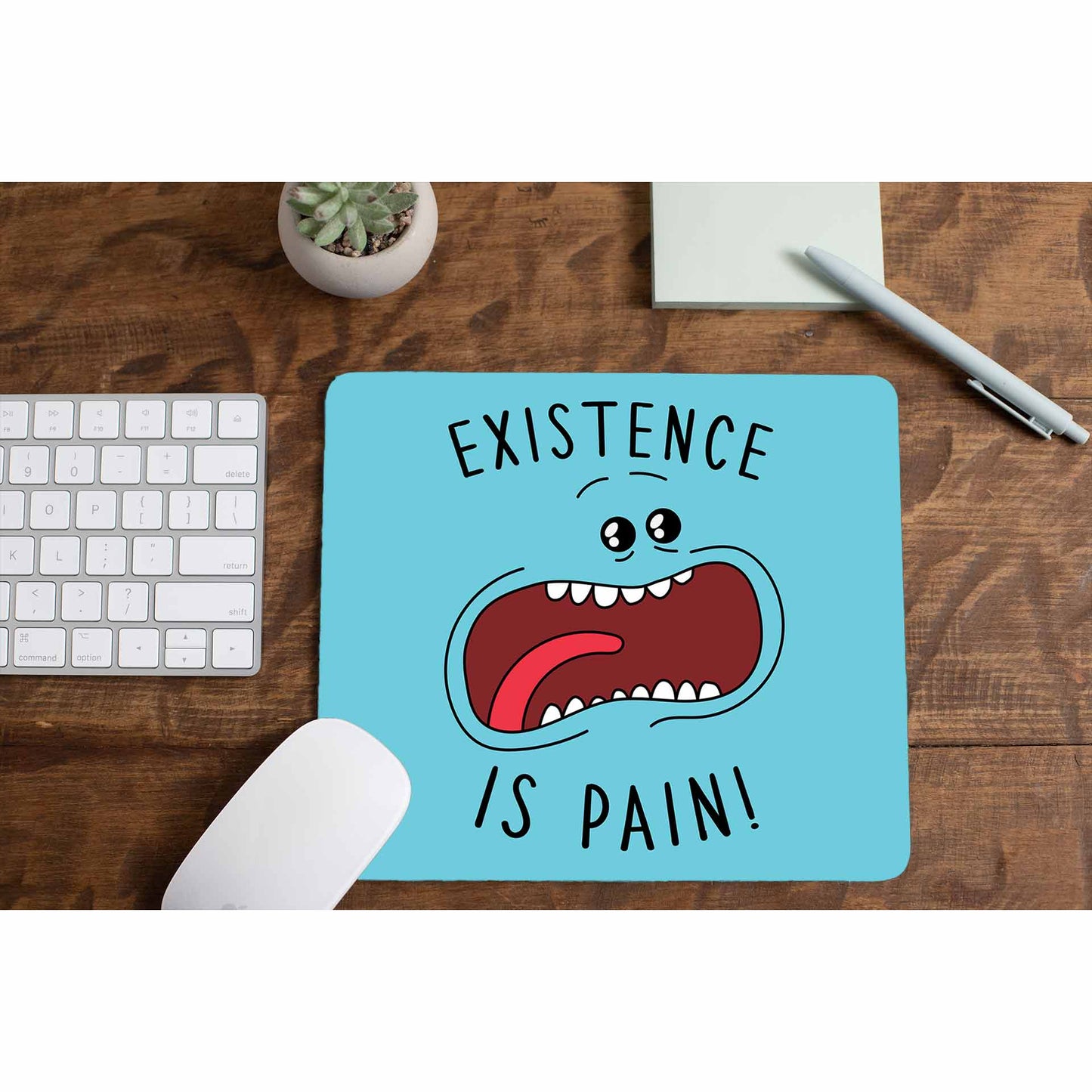 rick and morty existence is pain mousepad logitech large anime buy online united states of america usa the banyan tee tbt men women girls boys unisex rick and morty online summer beth mr meeseeks jerry quote vector art clothing accessories merchandise