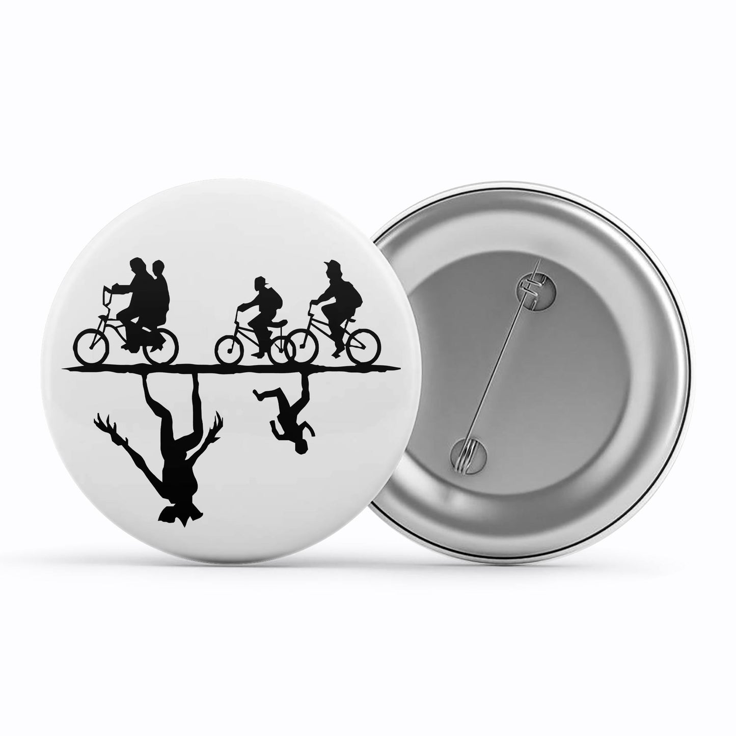 stranger things the upside down badge pin button tv & movies buy online united states of america usa the banyan tee tbt men women girls boys unisex stranger things eleven demogorgon shadow monster dustin quote vector art clothing accessories merchandise