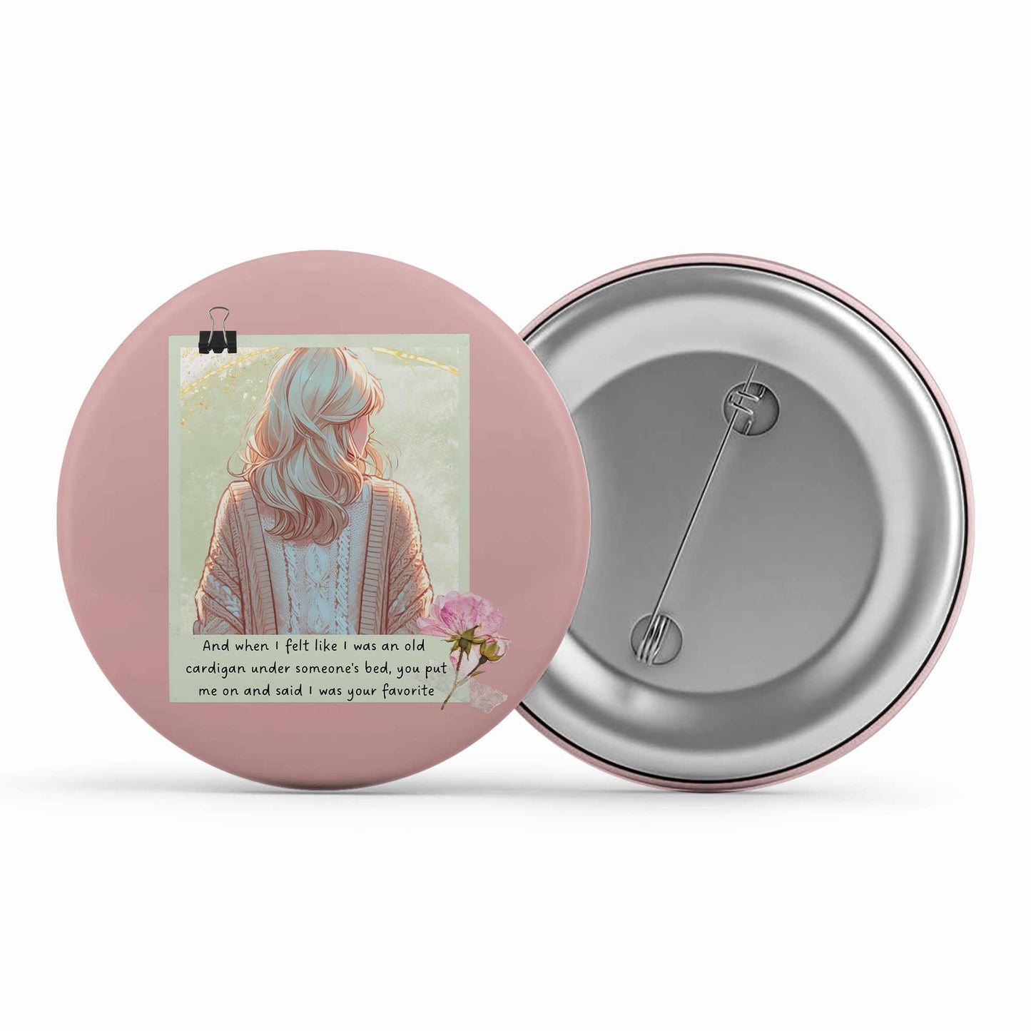 taylor swift old cardigan badge pin button music band buy online united states of america usa the banyan tee tbt men women girls boys unisex