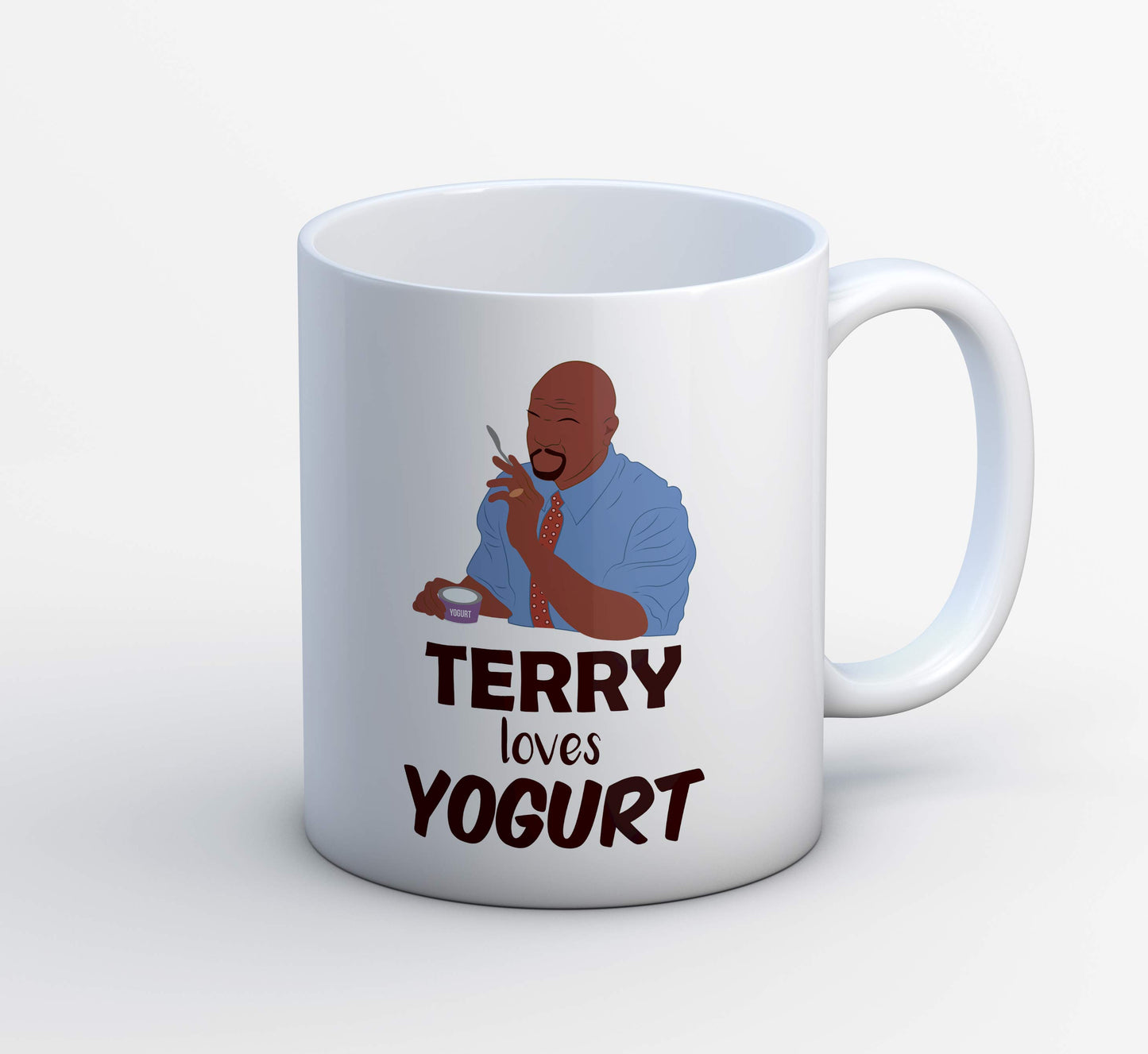 brooklyn nine-nine terry loves yogurt mug coffee ceramic buy online usa united states of america the banyan tee tbt men women girls boys unisex detective jake peralta terry charles boyle gina linetti andy samberg merchandise clothing acceessories