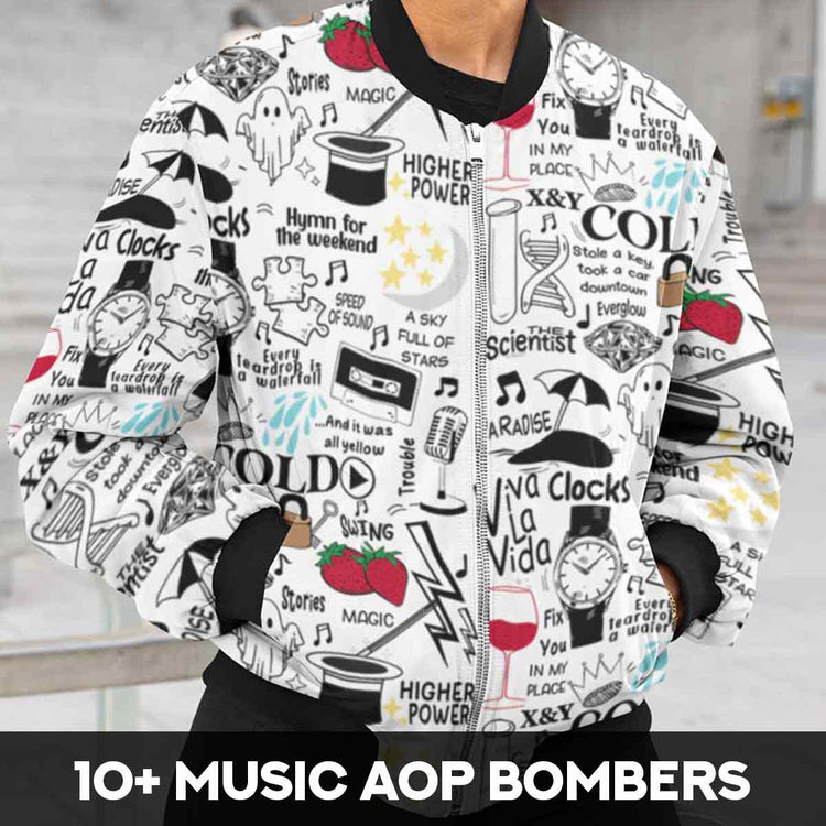 Music Inspired AOP Bomber Jackets
