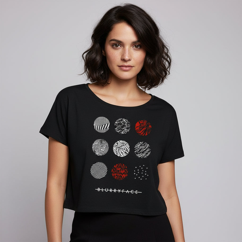 twenty one pilots blurry face crop top music band buy online united states of america usa the banyan tee tbt men women girls boys unisex black