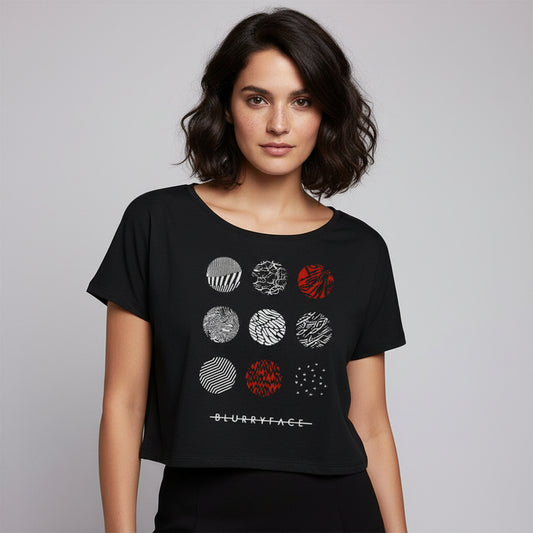 twenty one pilots blurry face crop top music band buy online united states of america usa the banyan tee tbt men women girls boys unisex black