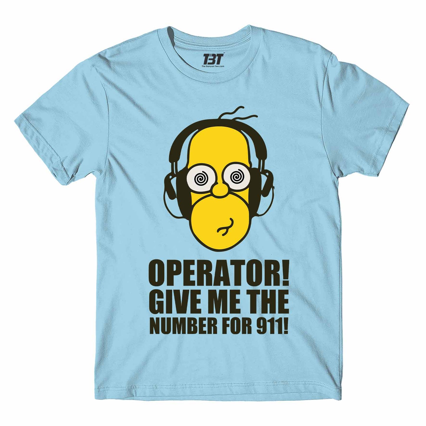 the simpsons number for 911 t-shirt tv & movies buy online united states usa the banyan tee tbt men women girls boys unisex Sky Blue - homer simpson