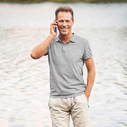 Grey Melange Polo T shirt | Premium Cotton | Wardrobe Essential