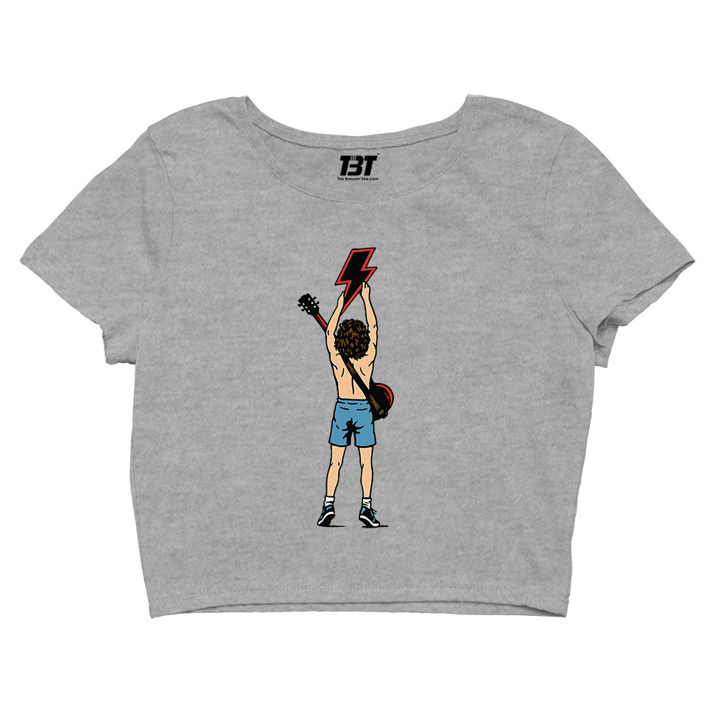 ac/dc angus crop top music band buy online united states of america usa the banyan tee tbt men women girls boys unisex gray