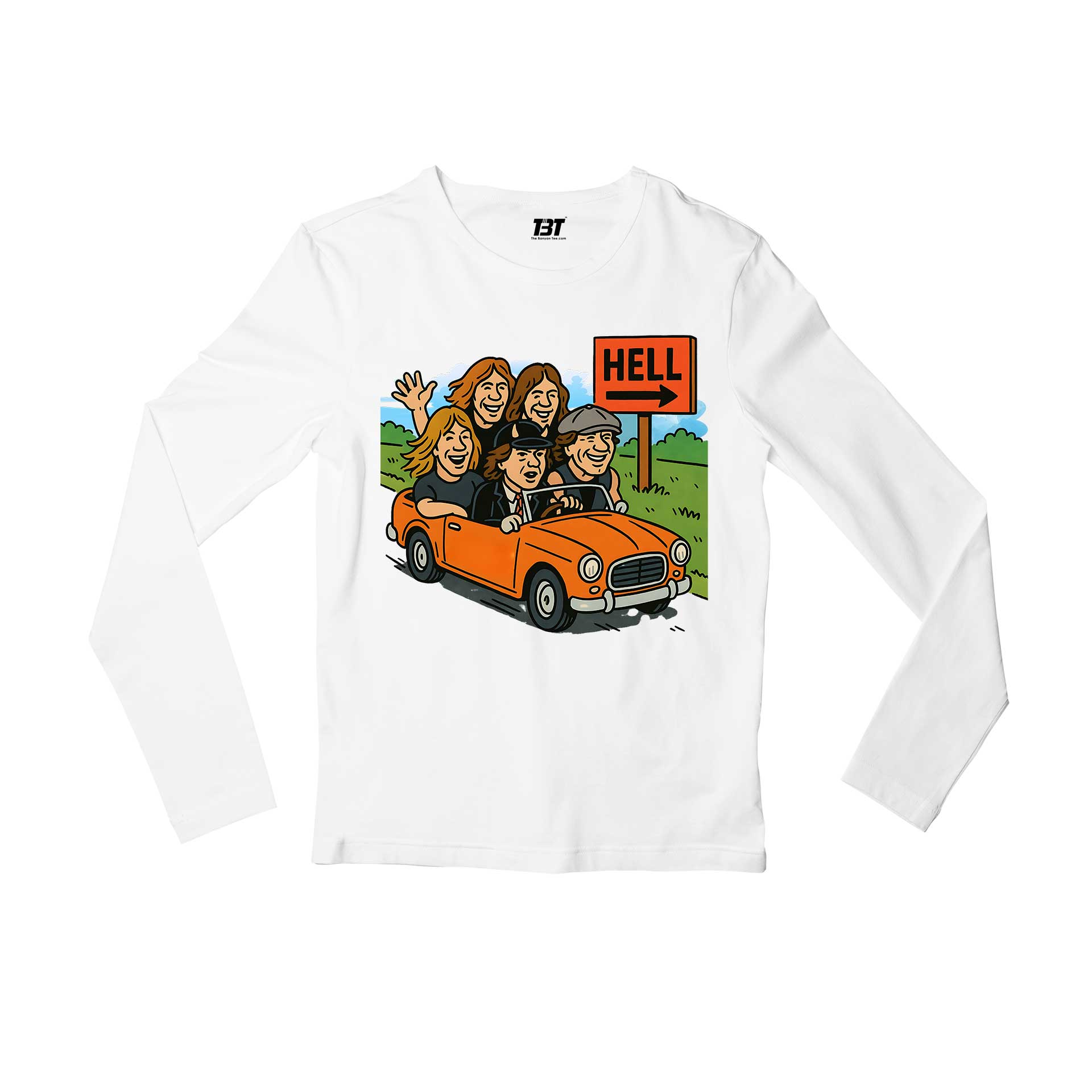 ac/dc highway to hell full sleeves long sleeves music band buy online india the banyan tee tbt men women girls boys unisex white