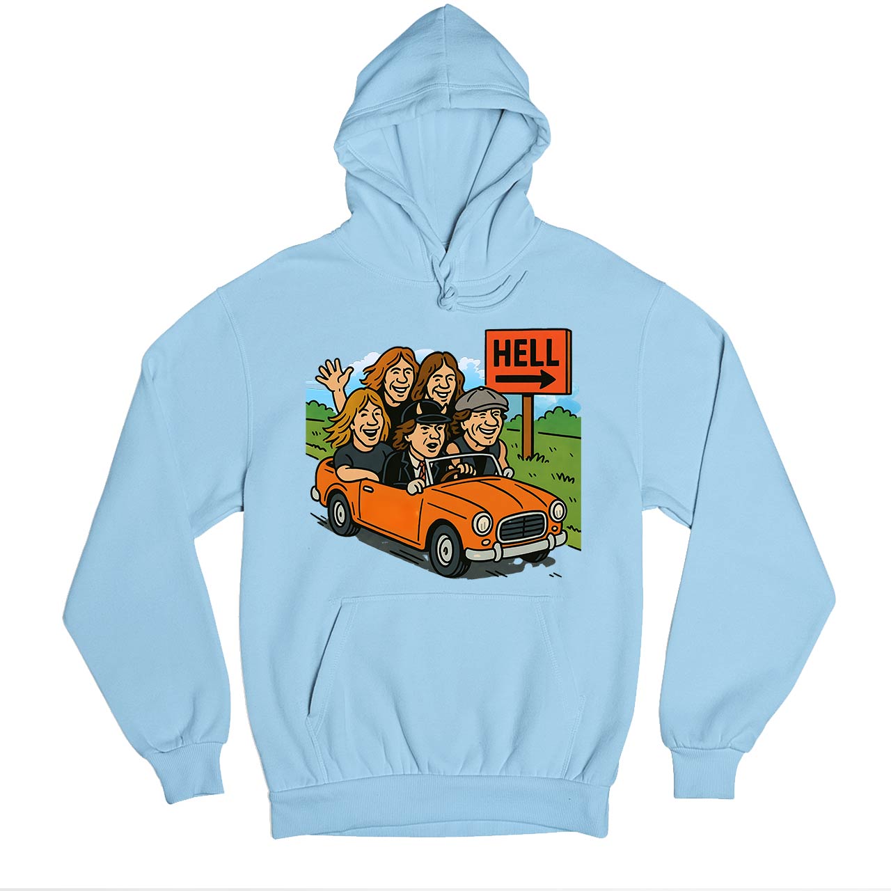 ac/dc highway to hell hoodie hooded sweatshirt winterwear music band buy online united states usa the banyan tee tbt men women girls boys unisex baby blue