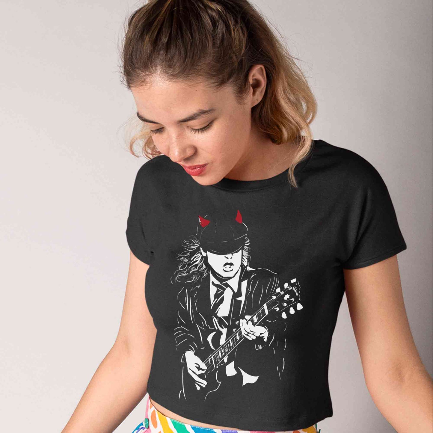 ac/dc angus crop top music band buy online united states of america usa the banyan tee tbt men women girls boys unisex black