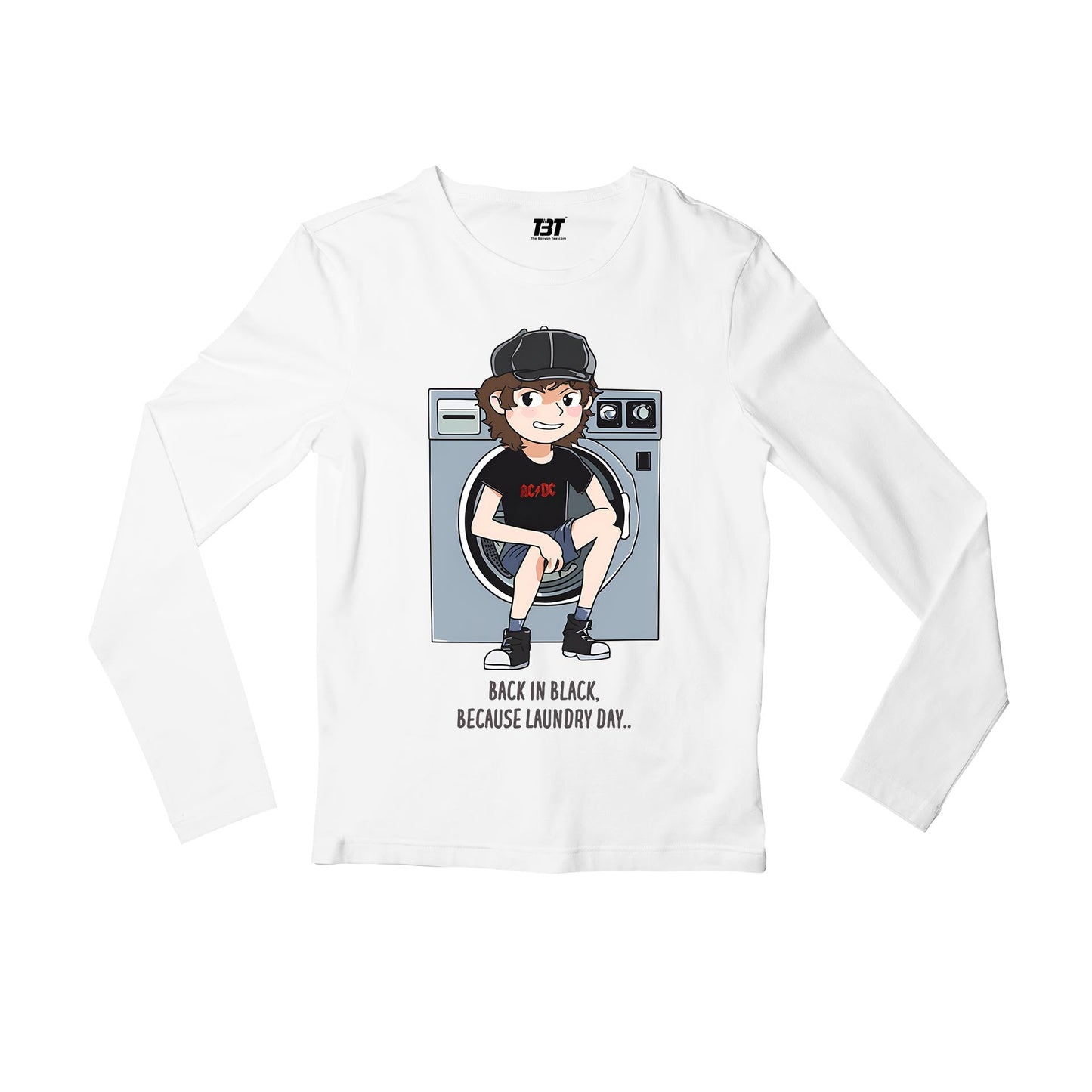 ac/dc back in black meme full sleeves long sleeves music band buy online india the banyan tee tbt men women girls boys unisex white