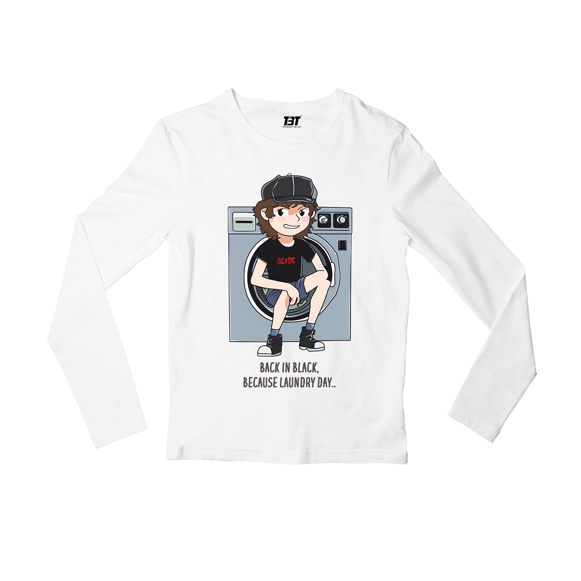 ac/dc back in black meme full sleeves long sleeves music band buy online india the banyan tee tbt men women girls boys unisex white
