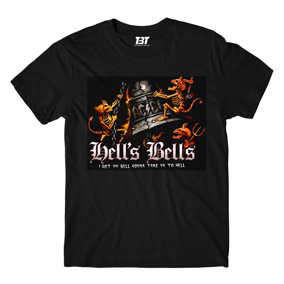 ac/dc hell's bells t-shirt music band buy online usa united states the banyan tee tbt men women girls boys unisex black