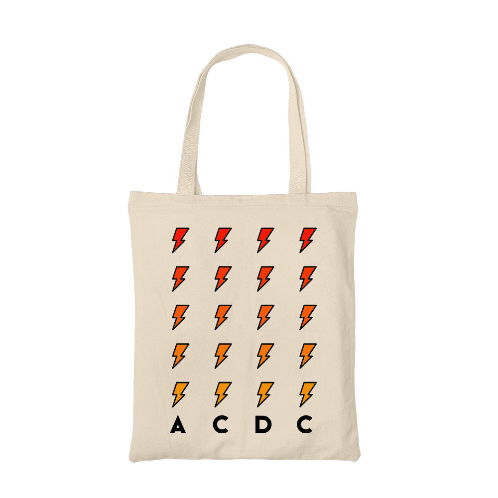 ac/dc high voltage tote bag hand printed cotton women men unisex