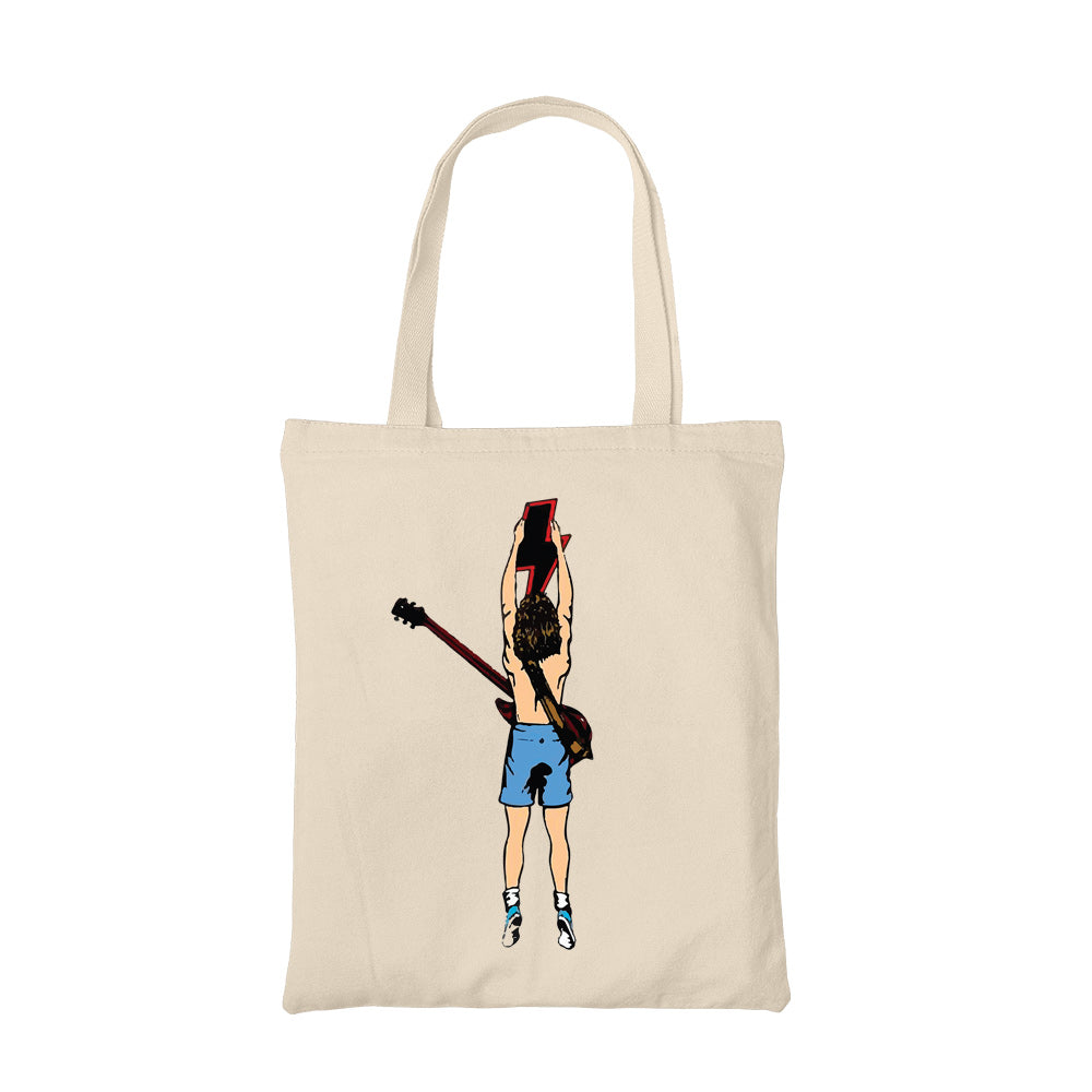 ac/dc high voltage hero tote bag hand printed cotton women men unisex