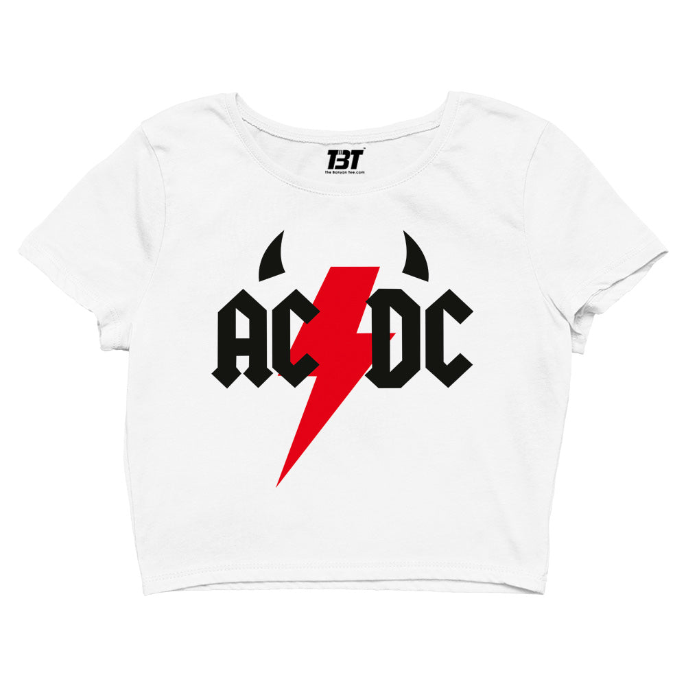 ac/dc rock crop top music band buy online united states of america usa the banyan tee tbt men women girls boys unisex white