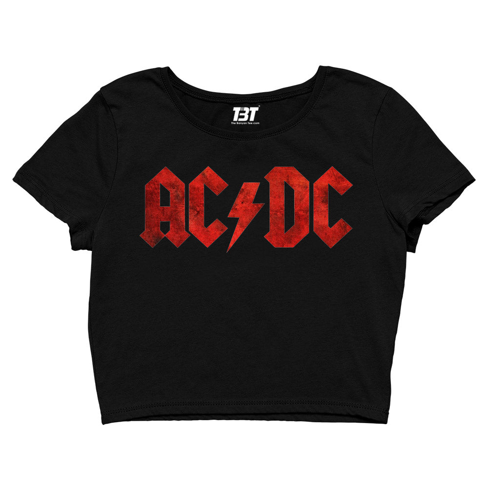 ac/dc rock crop top music band buy online united states of america usa the banyan tee tbt men women girls boys unisex black