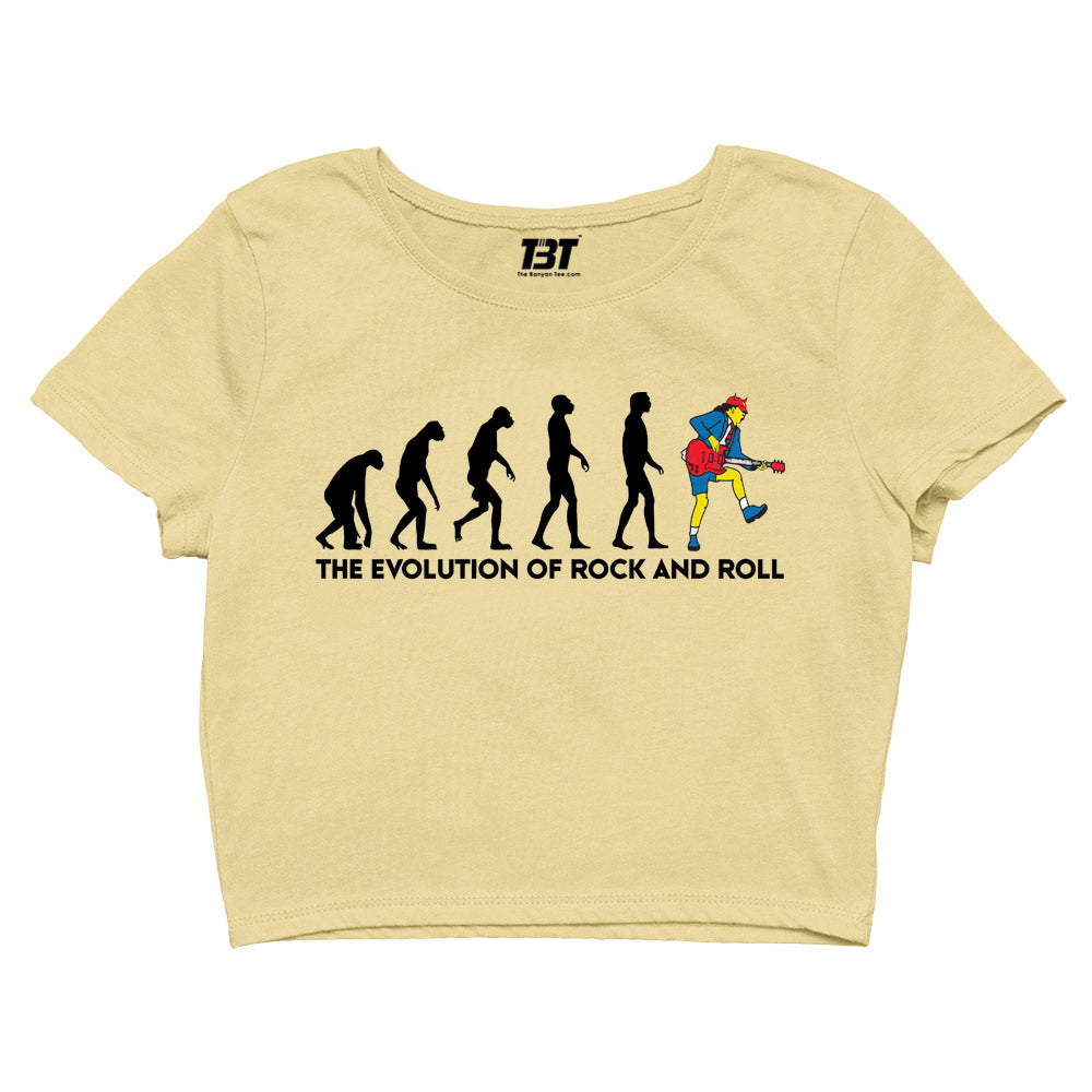 ac/dc the evolution of rock and roll crop top music band buy online united states of america usa the banyan tee tbt men women girls boys unisex Sky Blue