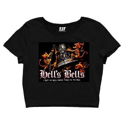 ac/dc hell's bells crop top music band buy online united states of america usa the banyan tee tbt men women girls boys unisex black