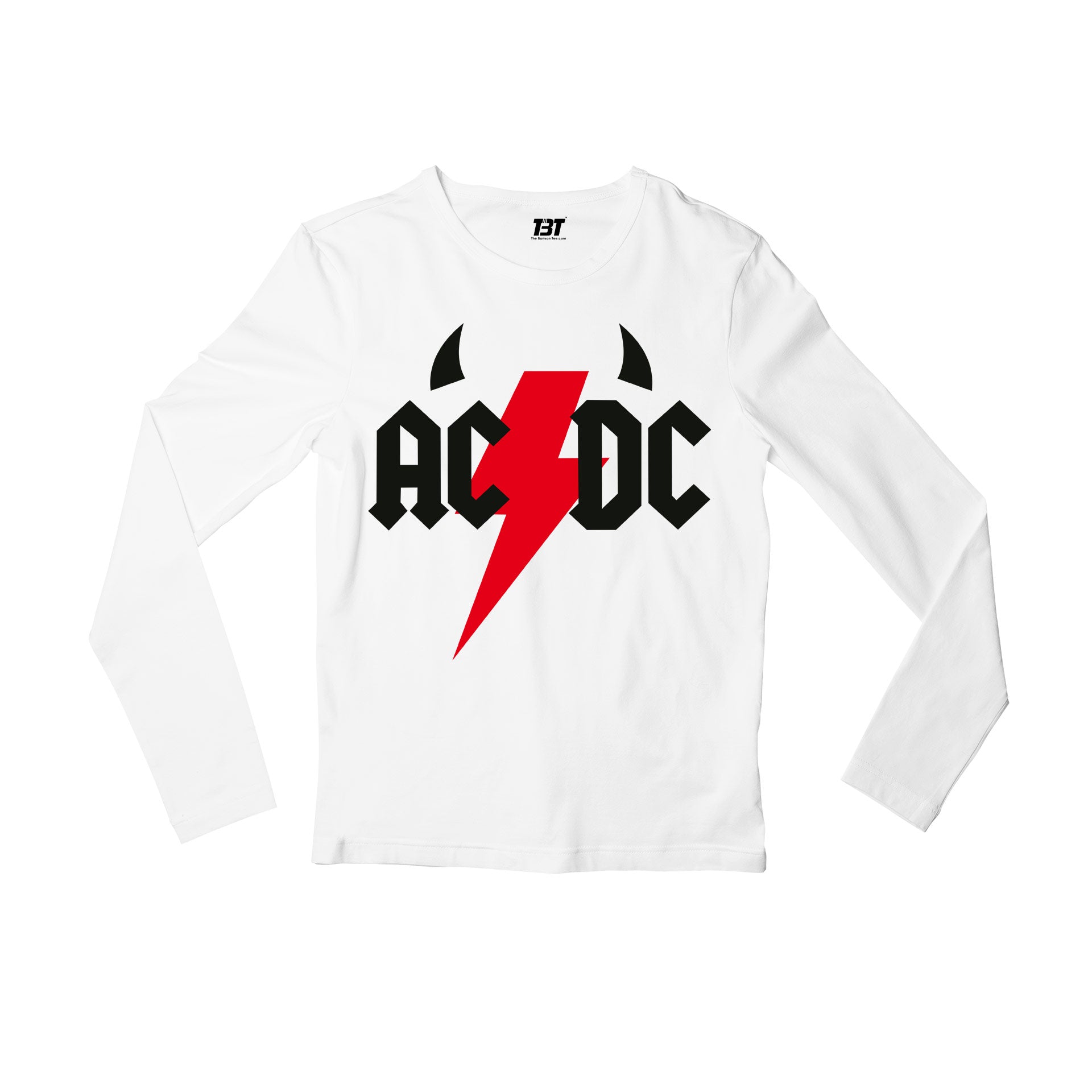 ac/dc rock full sleeves long sleeves music band buy online india the banyan tee tbt men women girls boys unisex white