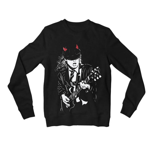 ac/dc angus sweatshirt upper winterwear music band buy online united states of america usa the banyan tee tbt men women girls boys unisex black