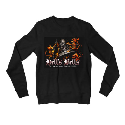 ac/dc hell's bells sweatshirt upper winterwear music band buy online united states of america usa the banyan tee tbt men women girls boys unisex black