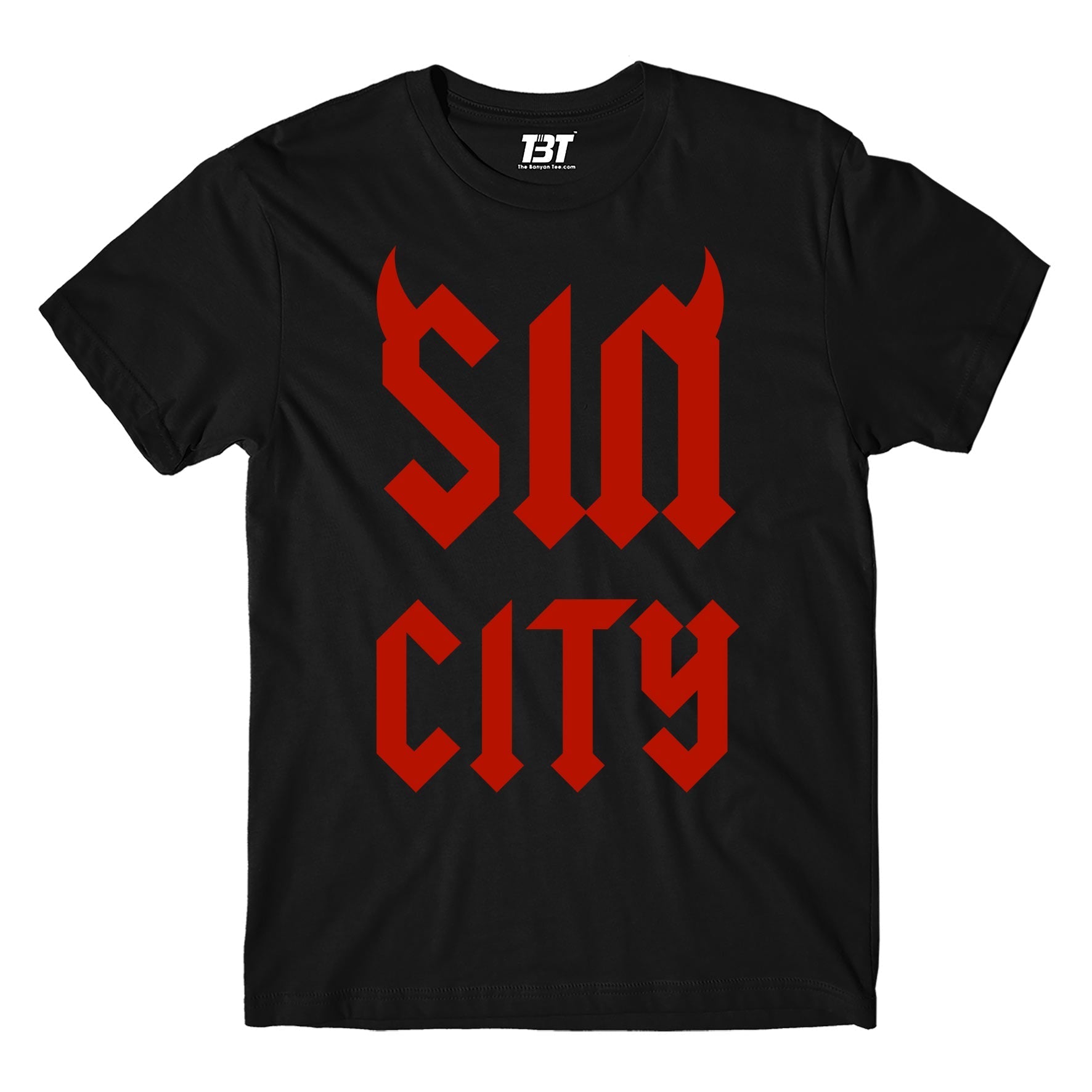 ac/dc sin city t-shirt music band buy online united states of america usa the banyan tee tbt men women girls boys unisex black