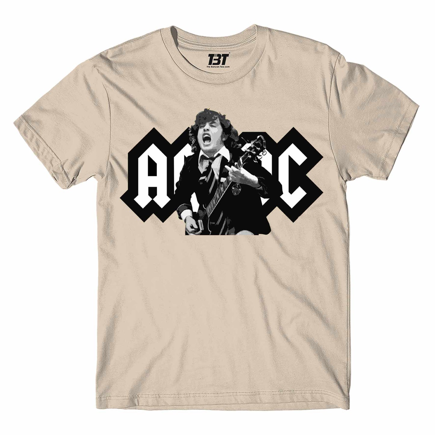 ac/dc angus t-shirt music band buy online usa united states the banyan tee tbt men women girls boys unisex beige