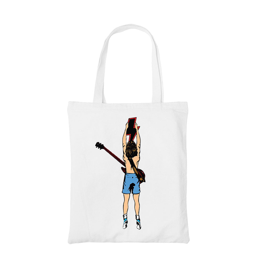 ac/dc high voltage hero tote bag hand printed cotton women men unisex