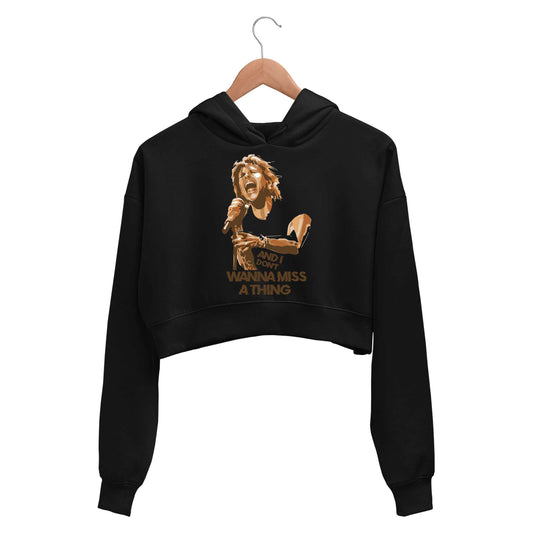aerosmith don't wanna miss a thing crop hoodie hooded sweatshirt upper winterwear music band buy online india the banyan tee tbt men women girls boys unisex black