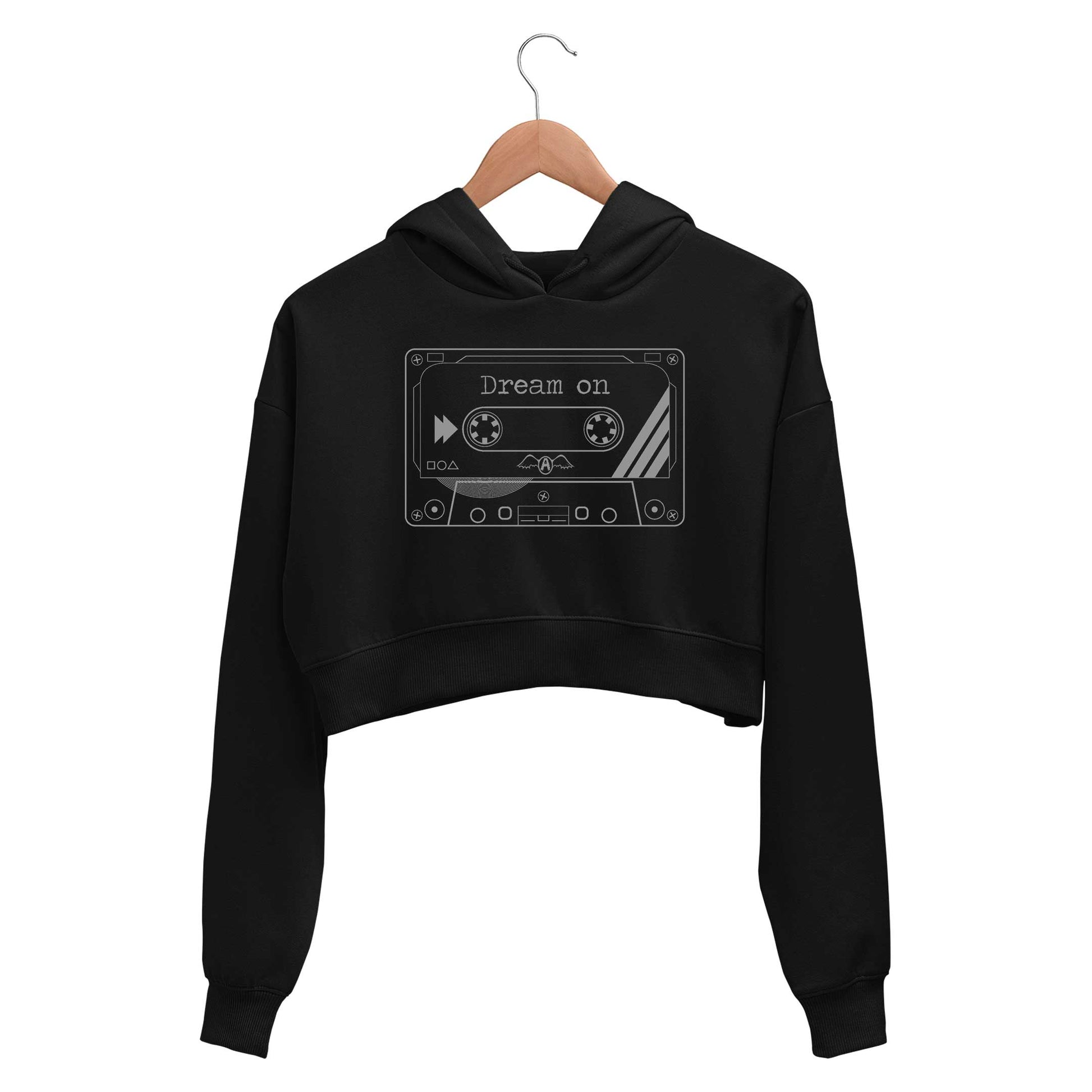 aerosmith dream on crop hoodie hooded sweatshirt upper winterwear music band buy online india the banyan tee tbt men women girls boys unisex black
