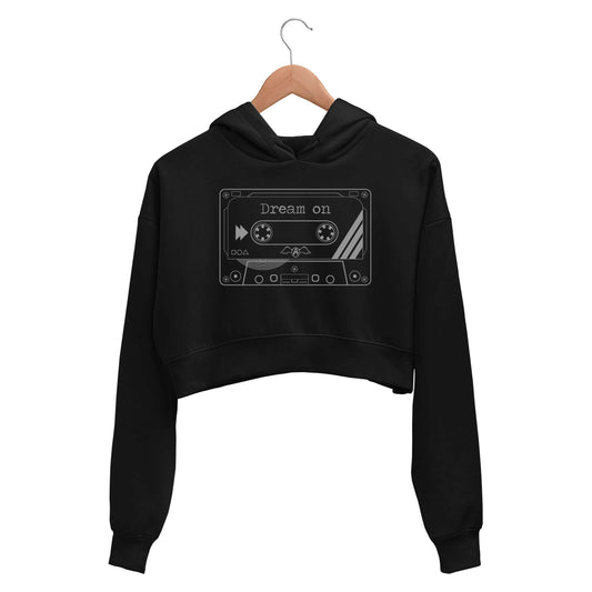 aerosmith dream on crop hoodie hooded sweatshirt upper winterwear music band buy online india the banyan tee tbt men women girls boys unisex black