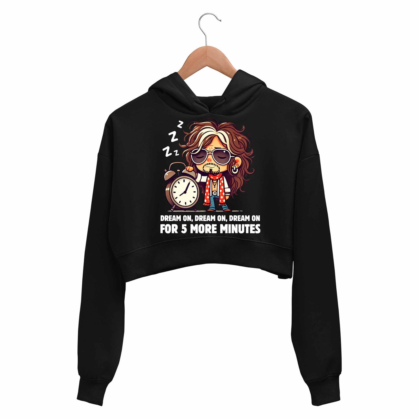 aerosmith 5 more minutes crop hoodie hooded sweatshirt upper winterwear music band buy online india the banyan tee tbt men women girls boys unisex black