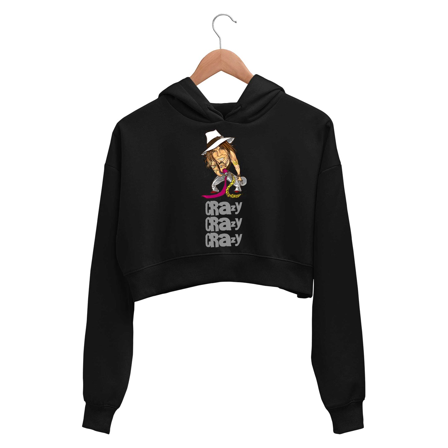 aerosmith crazy crop hoodie hooded sweatshirt upper winterwear music band buy online india the banyan tee tbt men women girls boys unisex black